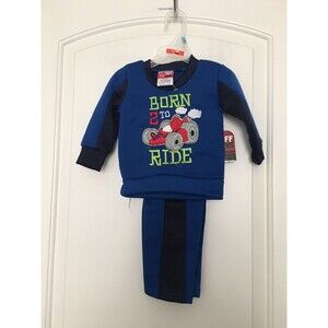 2Pcs Tuff Guys Baby Boys Jogging Suit Outfit Hoodie Pants Size 3/6 Months